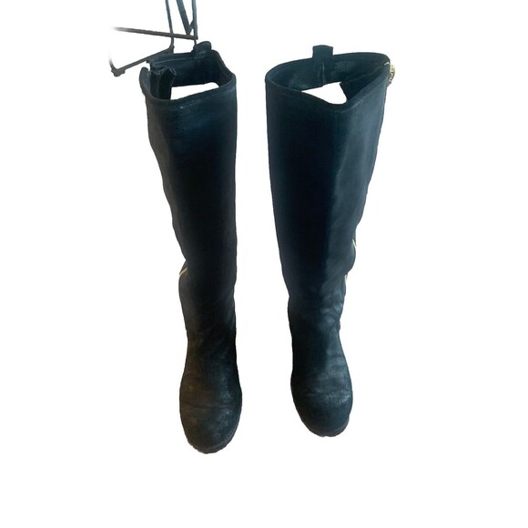 Jimmy Choo Doreen Rugged Leather Knee High Zipper Detail Boots Shoes Black Sz 40 - Picture 2 of 9